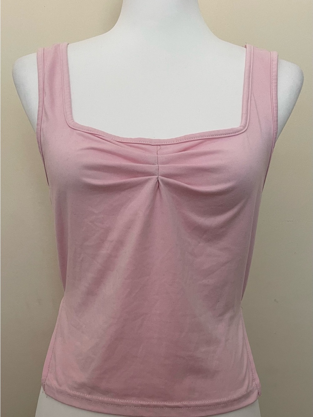 SHEIN Pastel Pink Square Neck Ruched Bust Tank Top, Size 6